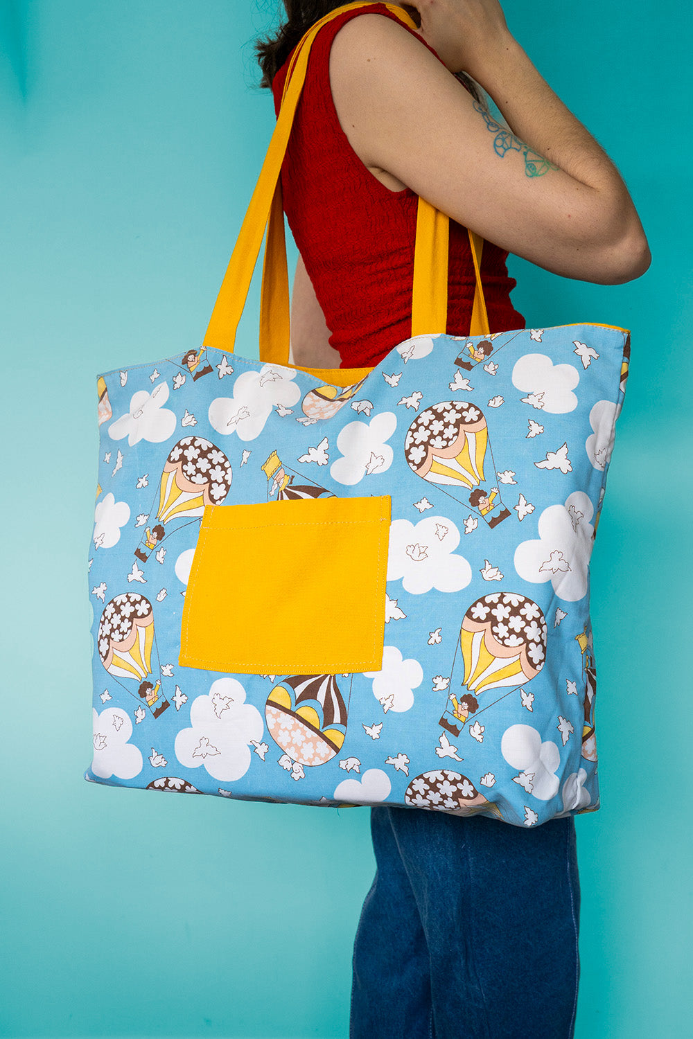 Upcycled reversible tote bag