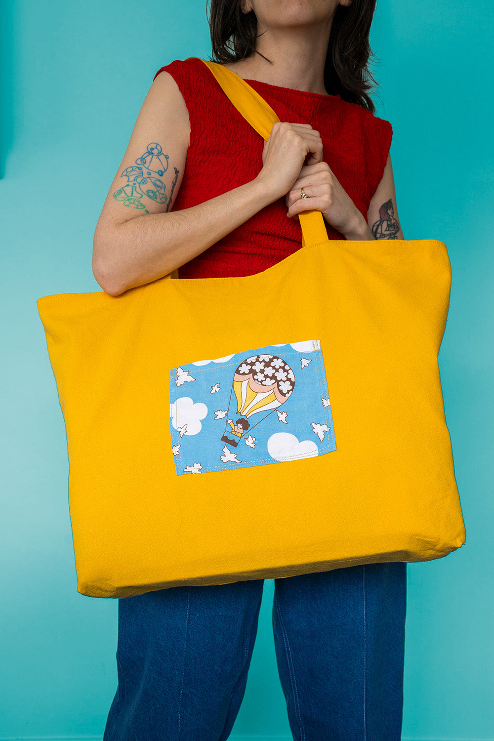 Upcycled reversible tote bag
