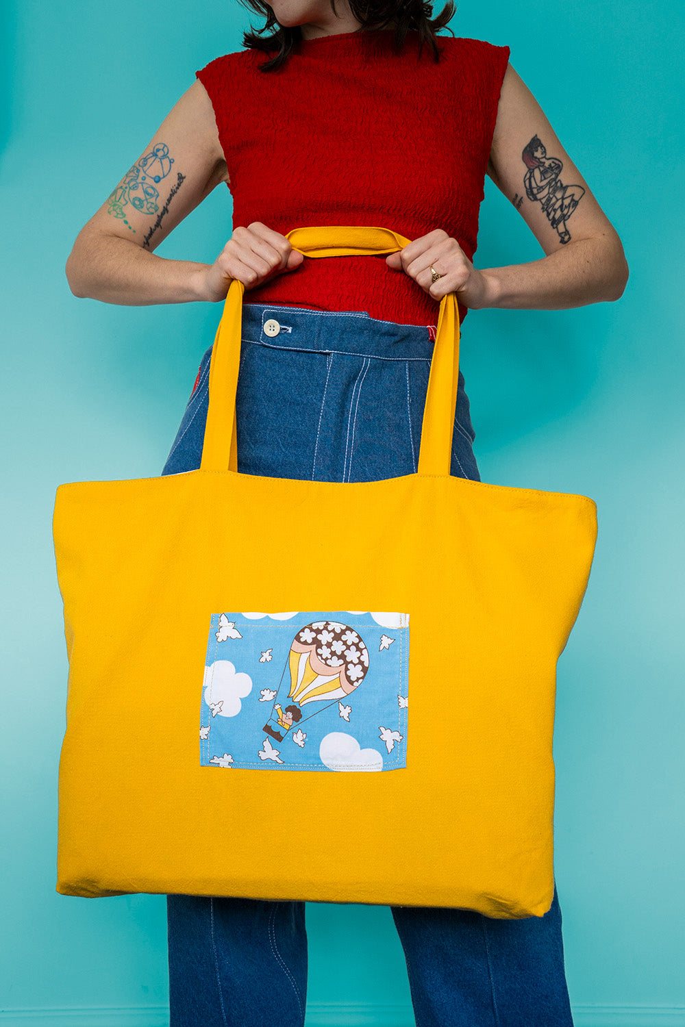 Upcycled reversible tote bag