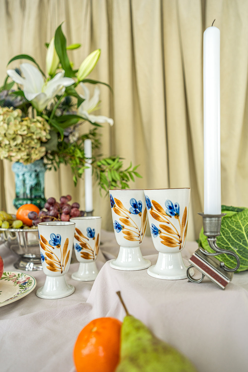 4 handpainted stoneware mazagrans
