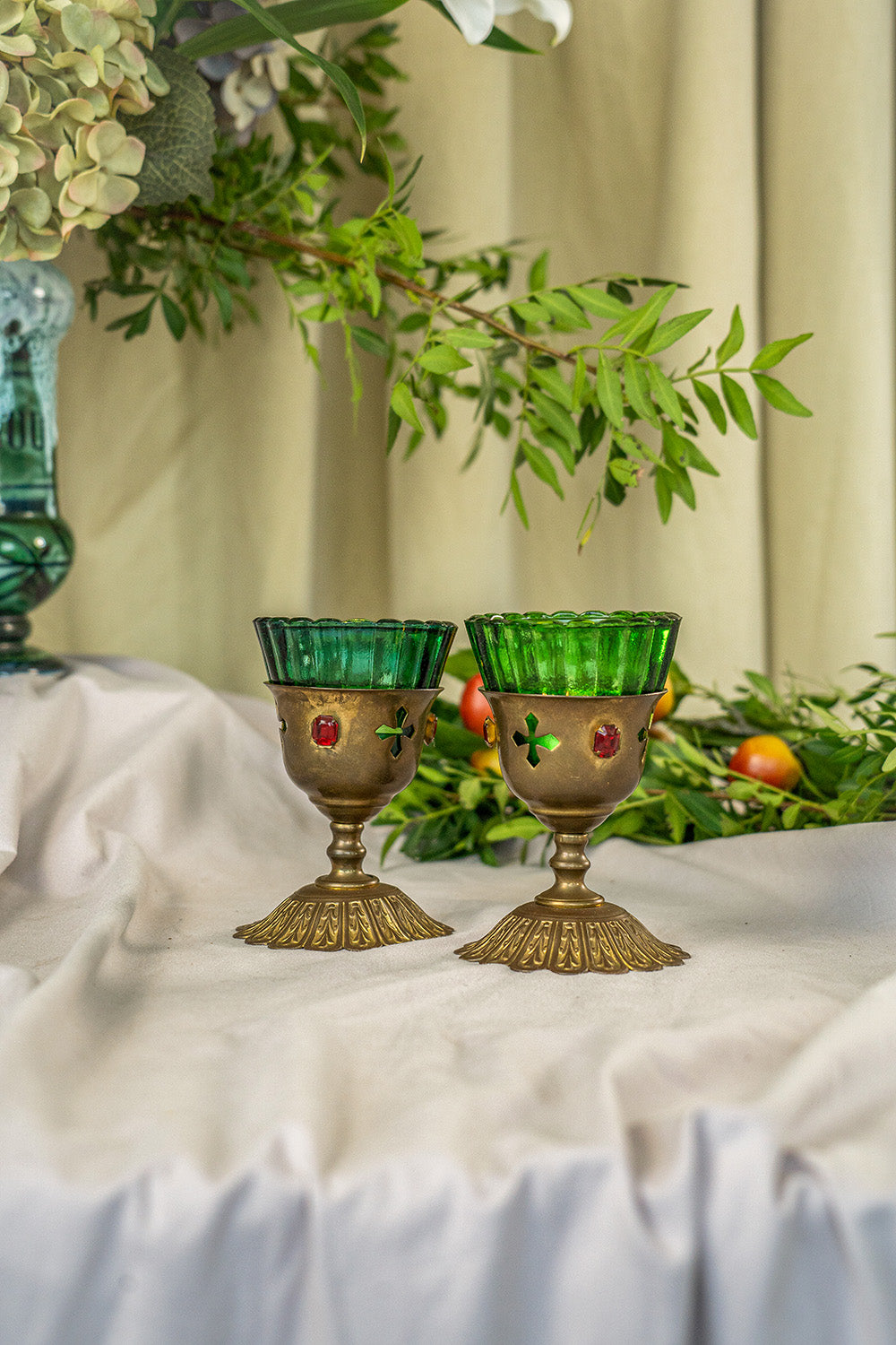 Pair of chalice candle holders