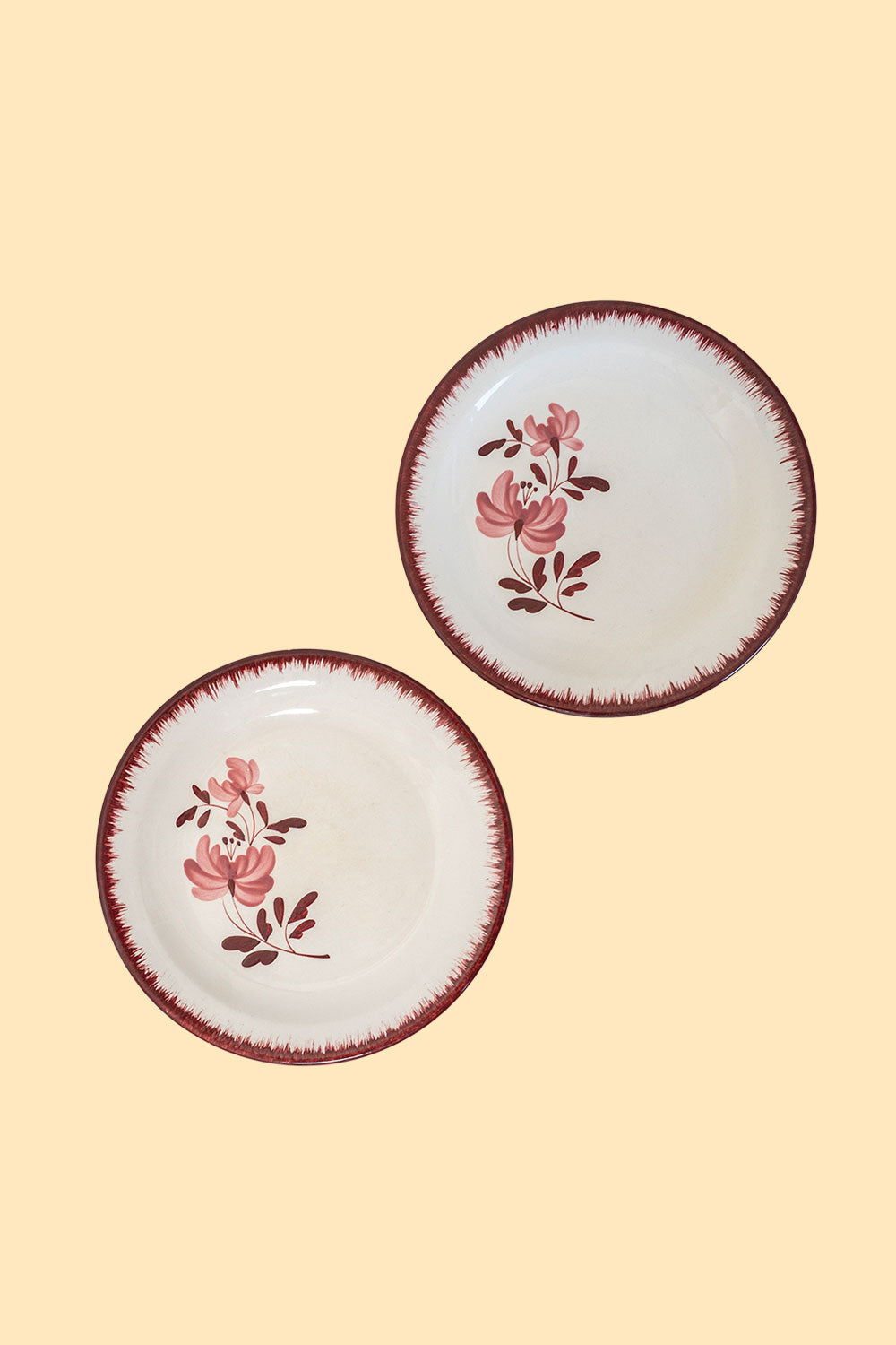 Set of two floral dessert plates
