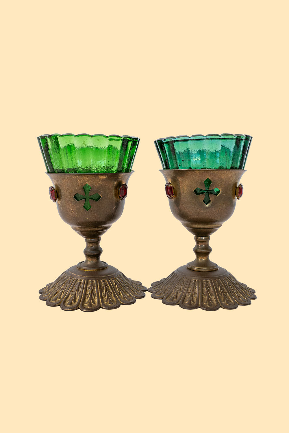 Pair of chalice candle holders