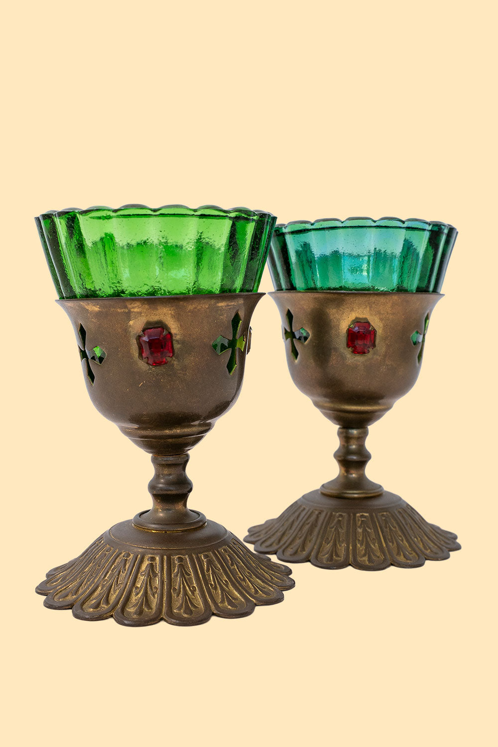 Pair of chalice candle holders