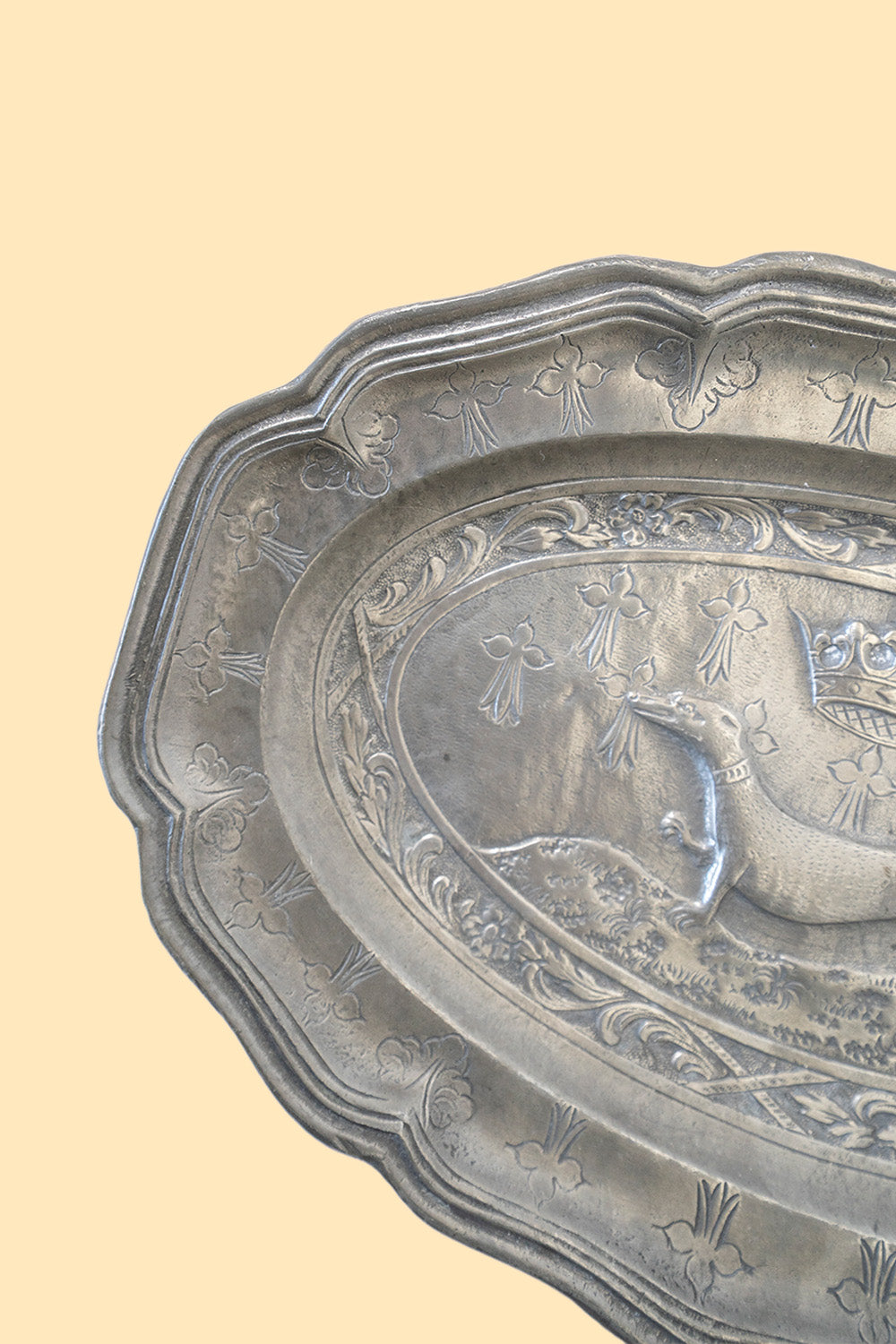 Antique pewter tray