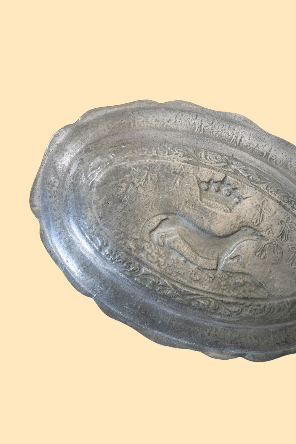 Antique pewter tray