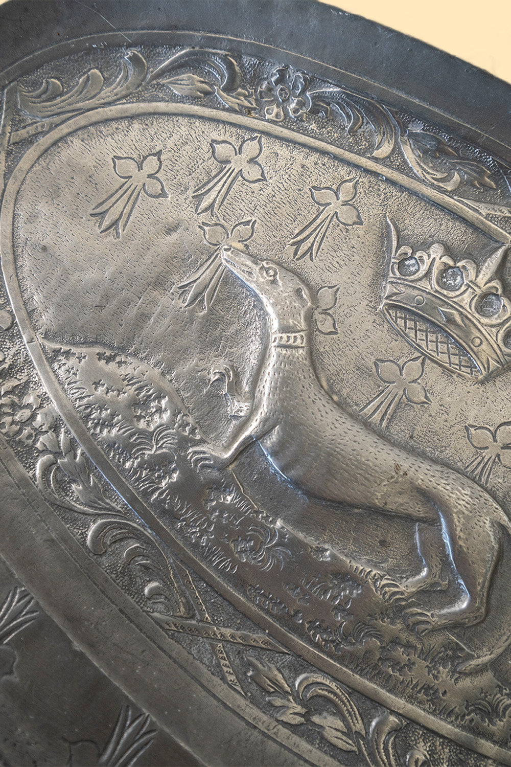 Antique pewter tray