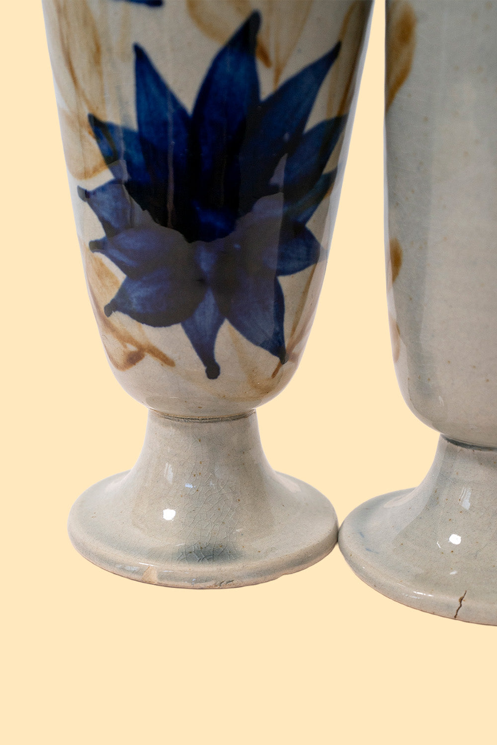 2 handpainted stoneware mazagrans