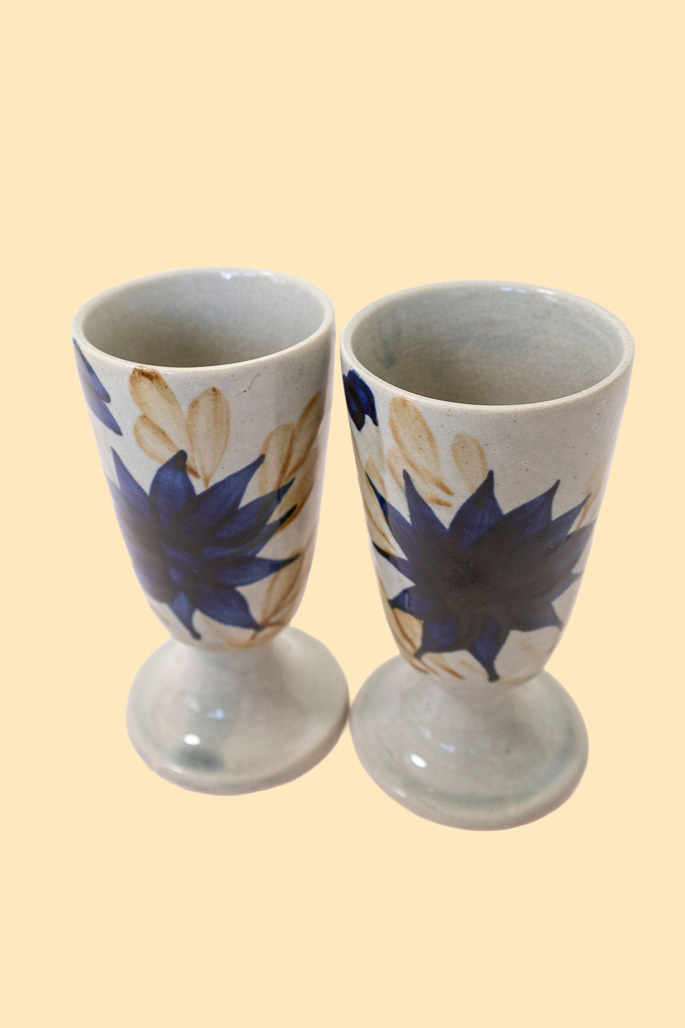 2 handpainted stoneware mazagrans