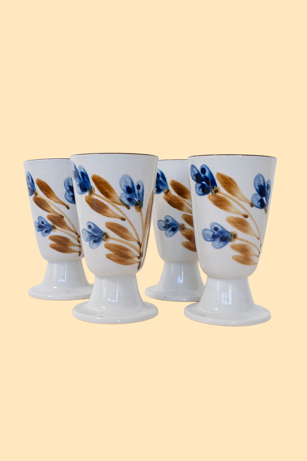 4 handpainted stoneware mazagrans