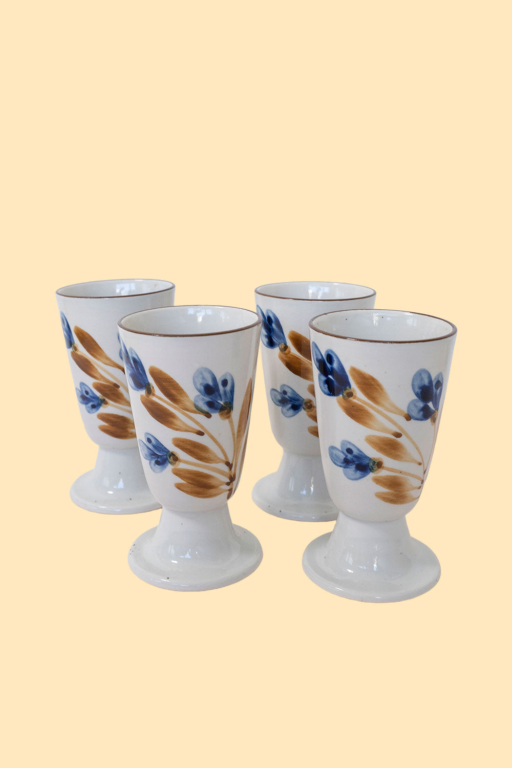 4 handpainted stoneware mazagrans