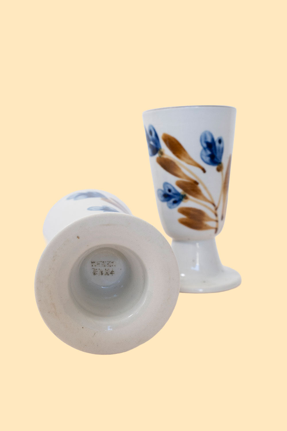 4 handpainted stoneware mazagrans