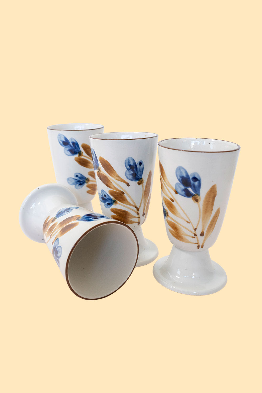 4 handpainted stoneware mazagrans