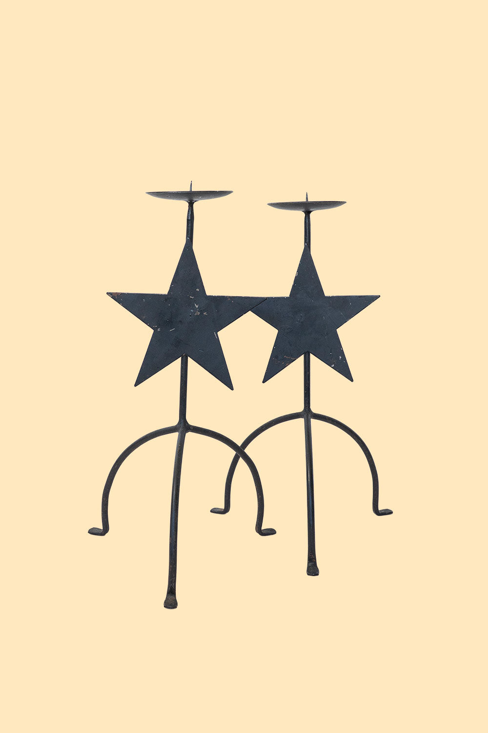 Pair of metal candle holders