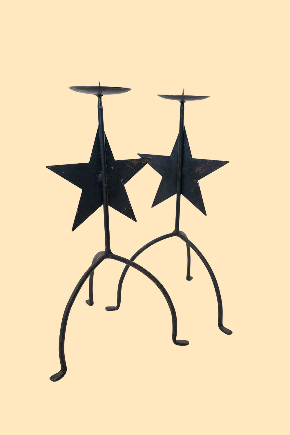 Pair of metal candle holders