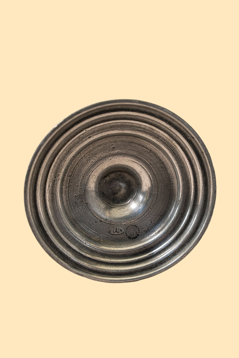 Tall pewter candlestick and matchbox holder