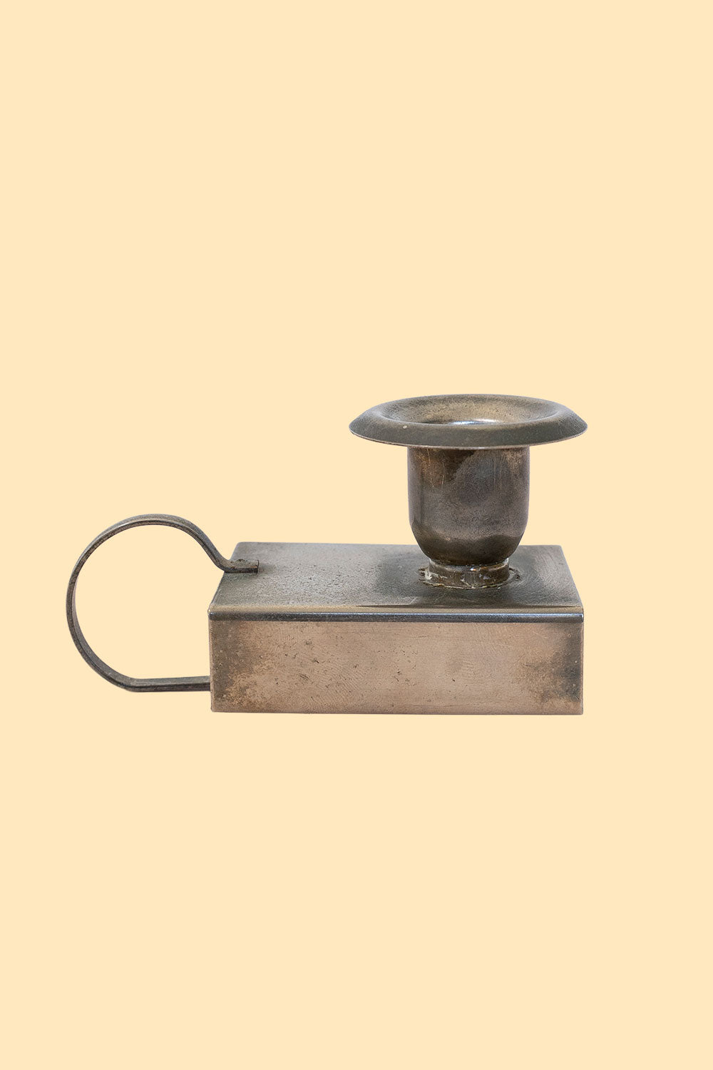 Small silver-plated candlestick and matchbox holder