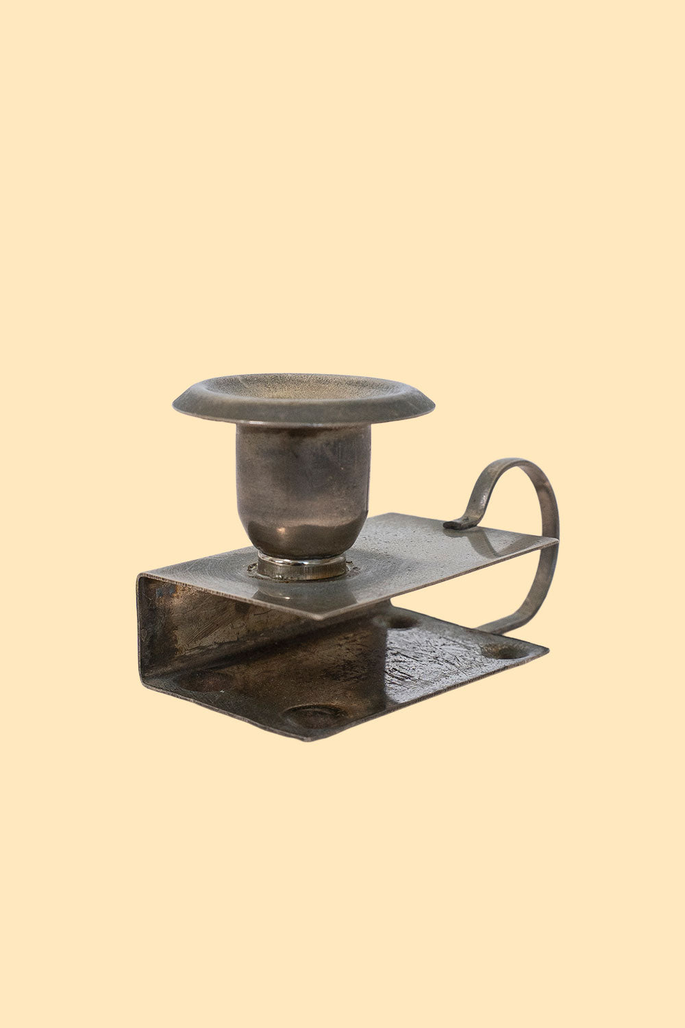 Small silver-plated candlestick and matchbox holder