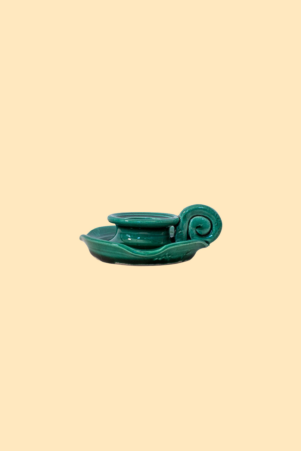 Green ceramic candlestick