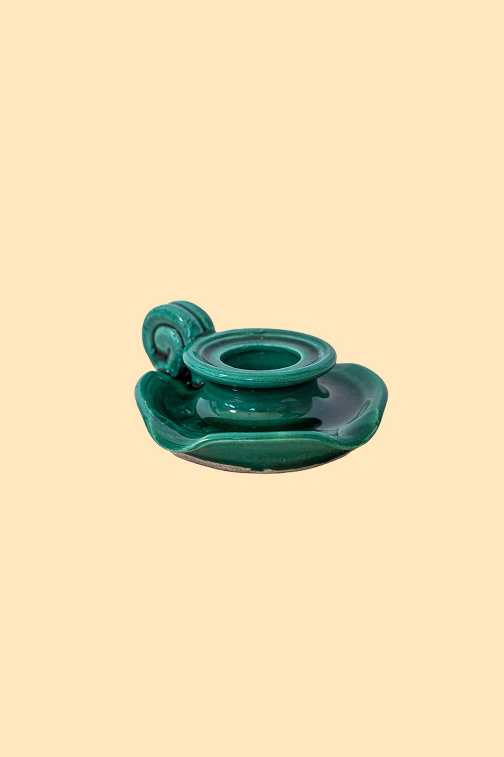 Green ceramic candlestick