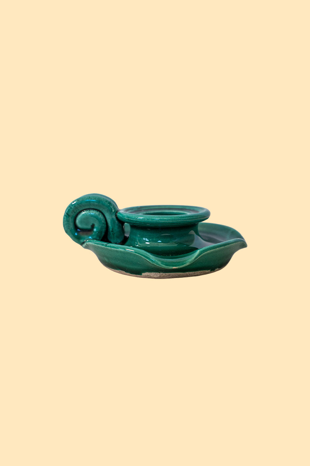 Green ceramic candlestick